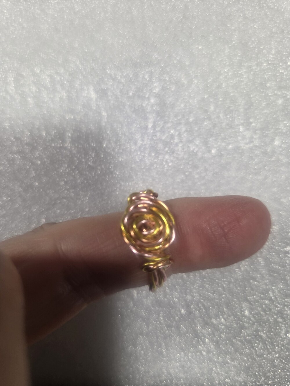 Handcrafted Rose Gold, Copper And Gold Wire Rose Ring - Women Jewelry